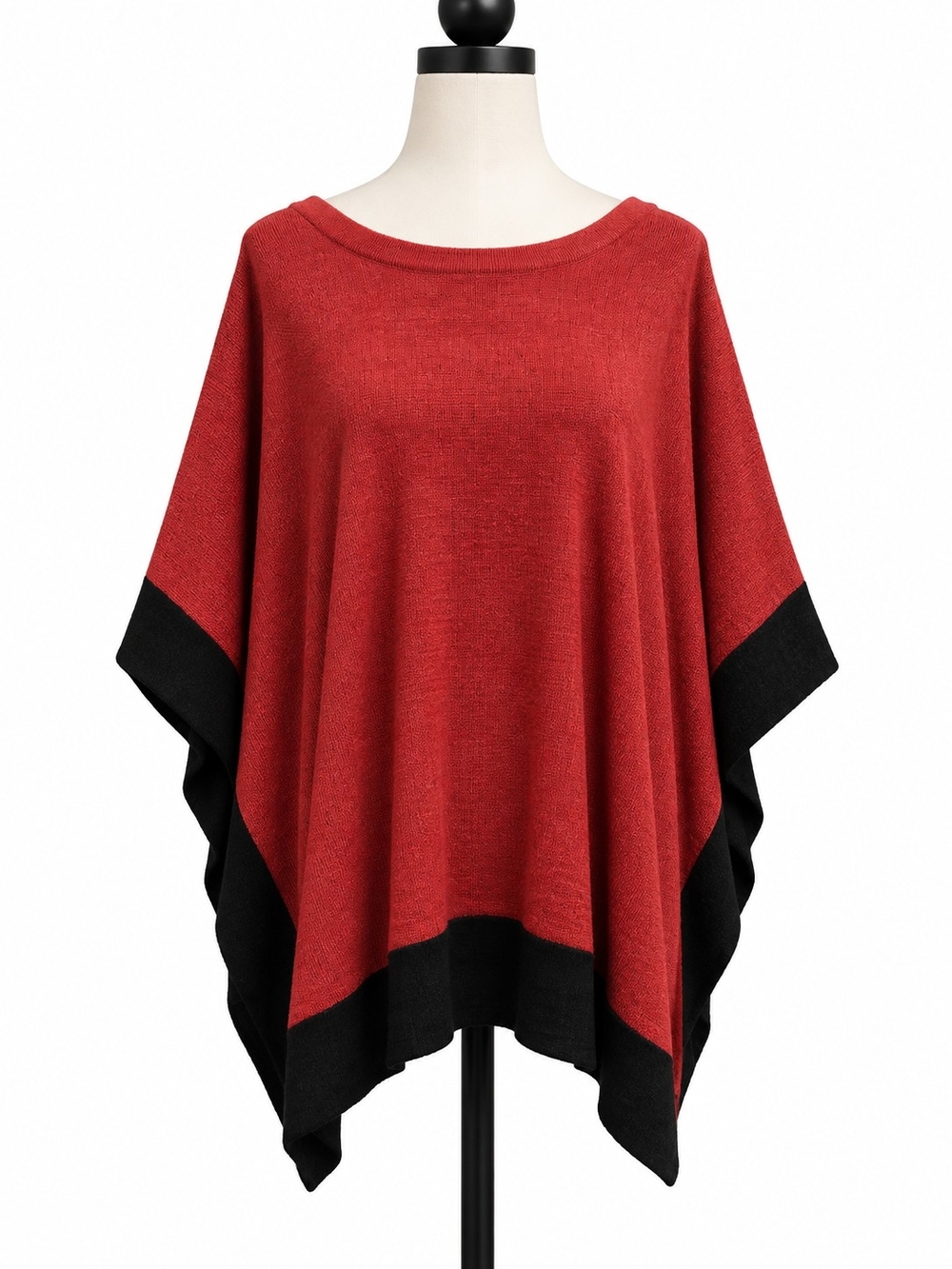Z Women’s S/M Red Black Colorblock Poncho Cape Sweater